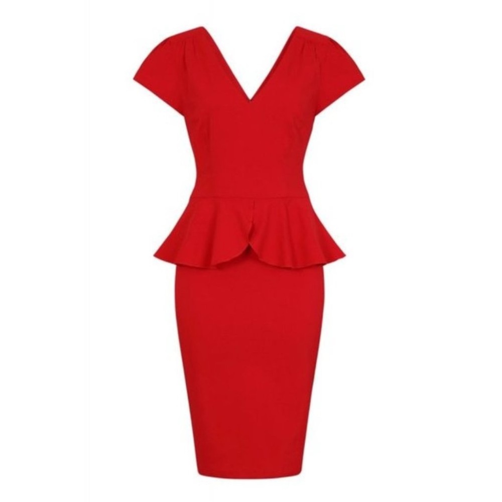 Collectif Vintage Maven Red Wiggle Peplum Siren Dress ♥️🔥 - Picture 3 of 4